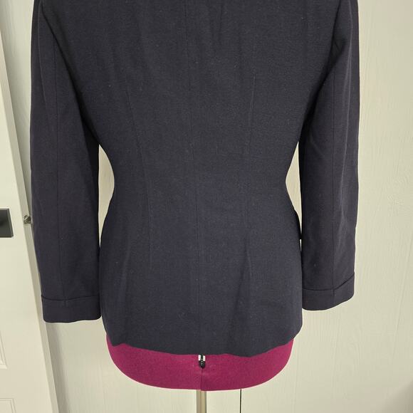 Women's Jones New York Navy Button Down Wool Blazer Jacket - Size 8 - Picture 8 of 12